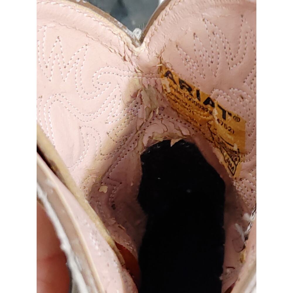 Ariat Fatbaby Western Cowboy Boots Pink Brown Leather Womens Size 5B - Picture 9 of 10